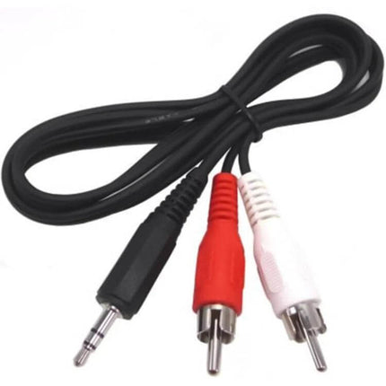 Gold Plated 1.5 Meter 3.5mm Stereo Jack to RCA Male Audio Cable - black cable with 3.5mm jack and red/white RCA plugs for connecting phone to speakers