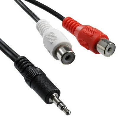 Audio Y Cable: 3.5mm Male to Dual RCA Female, 20cm Length – black 3.5mm plug to red and white RCA female connectors for splitting audio