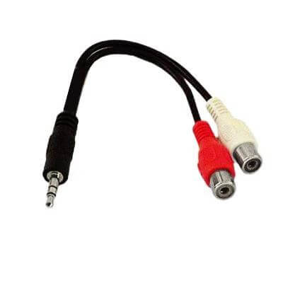 Audio Y Cable: 3.5mm Male to Dual RCA Female, 20cm Length - black 3.5mm to red/white RCA splitter cable for speakers and mixers