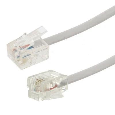 RJ11 to RJ11 5-Meter Telephone Cable for Home and Office Use - white RJ11 connectors and cord for phone or fax