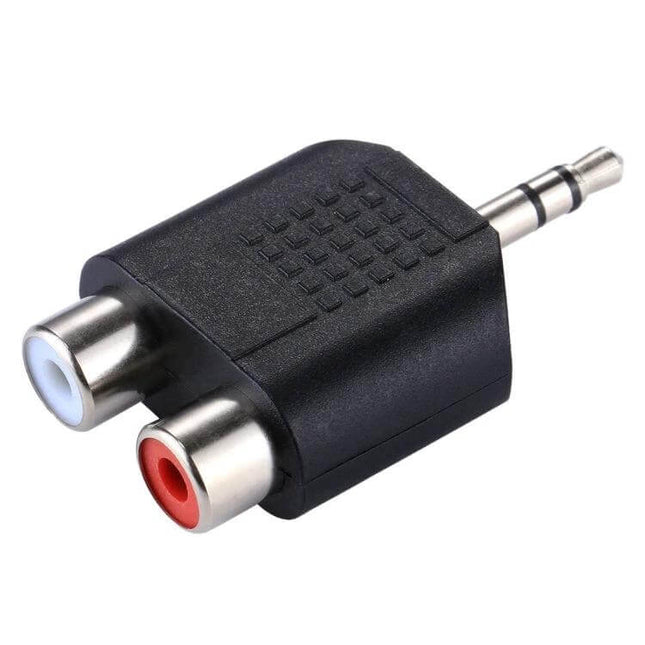 RCA to 3.5mm Audio Y Adapter for Device Connections black 2x female RCA to single 3.5mm stereo plug