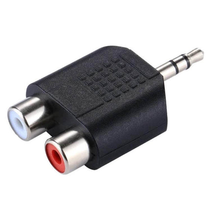 RCA to 3.5mm Audio Y Adapter for Device Connections black 2x RCA female to 3.5mm stereo plug adapter