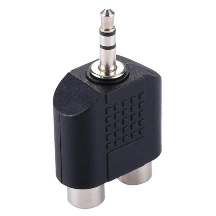RCA to 3.5mm Audio Y Adapter for Device Connections - black 3.5mm male to dual RCA female audio Y adapter for turntables and speakers