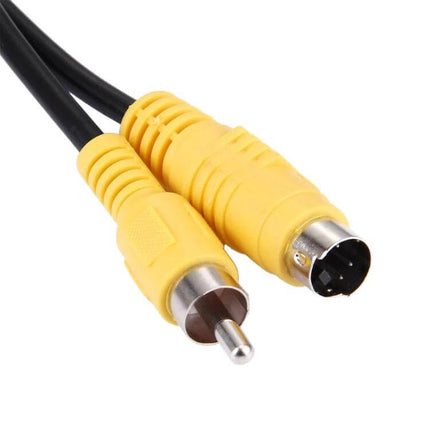 S-Video to RCA AV Converter Cable for TV Connections, 1.5 Meter - yellow S-Video and RCA composite connectors cable close-up