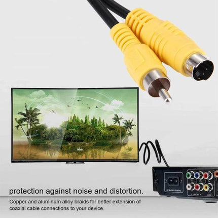 S-Video to RCA AV Converter Cable for TV Connections, 1.5 Meter - yellow S-Video to RCA cable connecting retro devices to TV