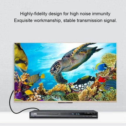 S-Video to RCA AV Converter Cable for TV Connections, 1.5 Meter connecting retro VCR to modern TV displaying colorful underwater scene