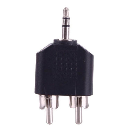 Y-Shaped Audio Adapter for RCA Male to 3.5mm Male Connections - black compact adapter converting two RCA male to single 3.5mm male jack