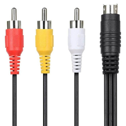 1.5 Meter S-Video to 3 RCA AV Cable Adapter for TV Connections - red yellow white RCA plugs and black S-Video connector cable