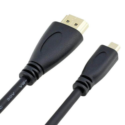 Black 1.5m Micro HDMI to HDMI Cable for Device Connections - black cable with Micro HDMI and HDMI connectors