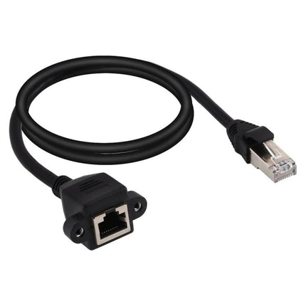RJ45 Female to Male CAT5E Network Panel Mount Extension Cable, 1.5m – black panel mount extension for routers, printers, cameras