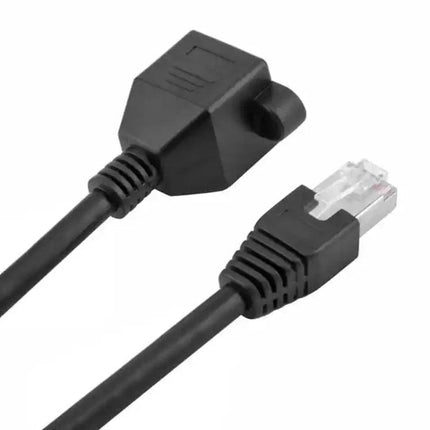 RJ45 Female to Male Network Extension Cable, 1.5 Meters - black adapter cable showing female and male RJ45 connectors for extending Ethernet reach