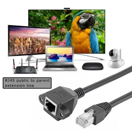 RJ45 Female to Male Network Extension Cable, 1.5 Meters - panel-mount female to male Ethernet extender cable for home and office devices