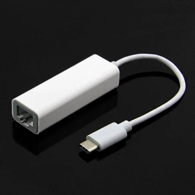 USB-C to RJ45 Ethernet Adapter for MacBook 12 Inch and Chromebook white compact reversible adapter for stable wired internet