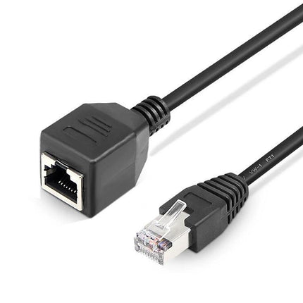 RJ45 Network Extension Cable with 30cm Female to Male Connector black short extension for routers switches behind desks