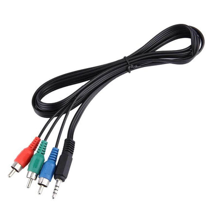 1.5 Meter 3.5mm Jack to Three RCA Video Audio Cable for Devices - black 1.5m cable with red green blue RCA plugs and 3.5mm jack