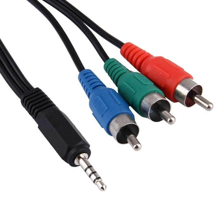 1.5 Meter 3.5mm Jack to Three RCA Video Audio Cable for Devices - black 3.5mm to red green blue RCA leads for TV, projector, stereo (1.5m)