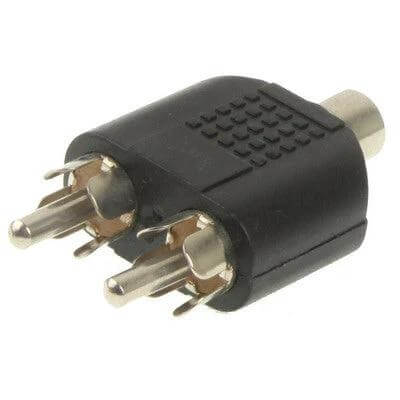 RCA Audio Adapter: Female to Dual Male Connectors for Audio Connections - black female-to-dual-male RCA splitter for speakers and amplifiers