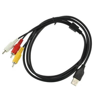 USB to 3 RCA Male Cable for AV Connections, 1.5 Meters - black USB to red white yellow RCA audio video cable for connecting computer or HDD to TV/stereo
