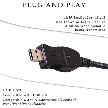 USB Cable for Guitar Recording on Computer at Home - plug-and-play USB guitar cable with built-in sound card and LED indicator for home recording