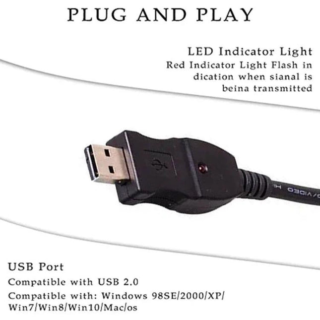 USB Cable for Guitar Recording on Computer at Home - plug-and-play USB guitar cable with built-in sound card and LED indicator for home recording