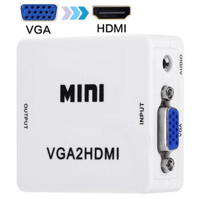 Compact VGA to HDMI Converter for High-Definition Signals - white mini VGA2HDMI adapter for connecting legacy PC VGA to HDMI displays