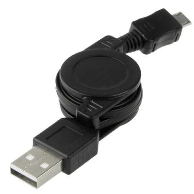 Retractable Cable for Everyday Device Charging and Transfers - compact retractable USB 2.0 to Micro USB cable for travel and tangle-free charging
