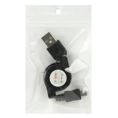 Retractable Cable for Everyday Device Charging and Transfers - compact retractable USB 2.0 to Micro USB cable in clear retail pouch