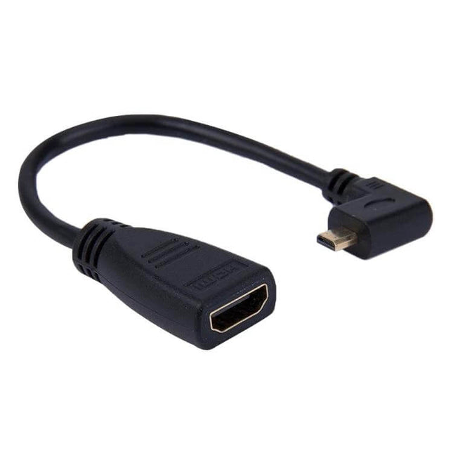 90 Degree Right-Angle Micro HDMI to HDMI Adapter Cable, 17cm compact black right-angle micro HDMI to HDMI adapter for cameras and smartphones