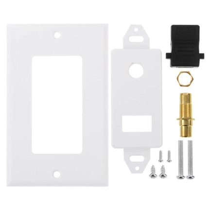 Wall Plate with HDMI and RCA Connectors for In-Wall Wiring white plate and installation hardware for clean AV cable management