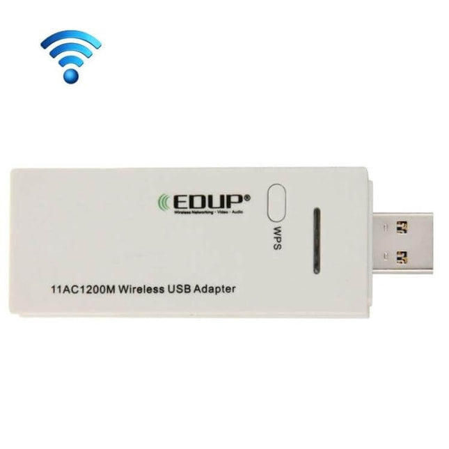 EDUP Dual-Band USB WiFi Adapter for Wireless Connectivity white USB dongle showing WPS button and USB connector