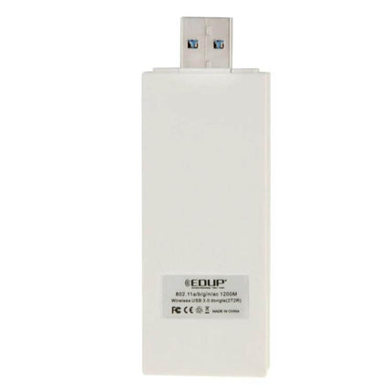EDUP Dual-Band USB WiFi Adapter for Wireless Connectivity white USB dongle shown front view for adding dual-band wireless internet