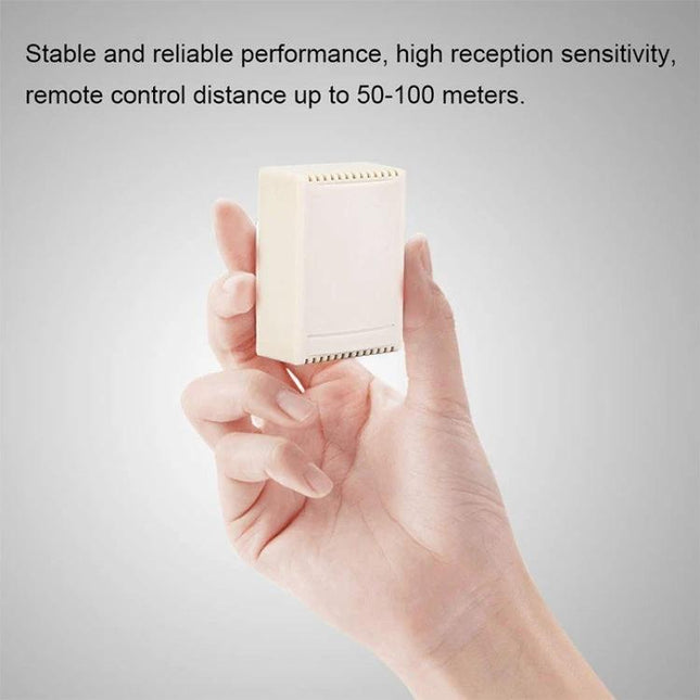 Wireless Remote Control System for Device Switching and Operation compact receiver module held in hand, 50–100m range