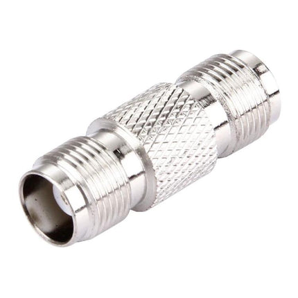 TNC Female to Female Connector for Electronics and Cable Links - straight RF adapter for joining TNC cables, nickel-plated, knurled grip