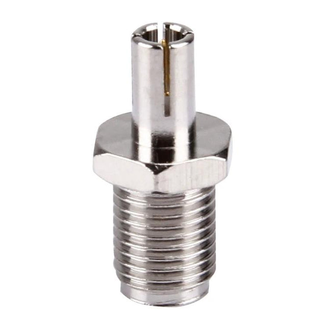 RP-SMA to TS9 Adapter for Wireless Antenna Connections - close-up of metal adapter connector for routers and hotspots