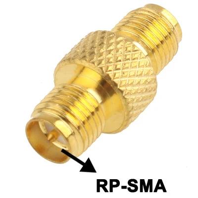 Gold Plated RP-SMA to RP-SMA Adapter for Antenna Connections - gold-plated RP-SMA coupler for routers and IoT antenna links