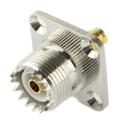 SMA Female to UHF Adapter for Antennas and Wireless Devices - nickel-plated panel mount RF connector for integrating external antennas and WiFi radios