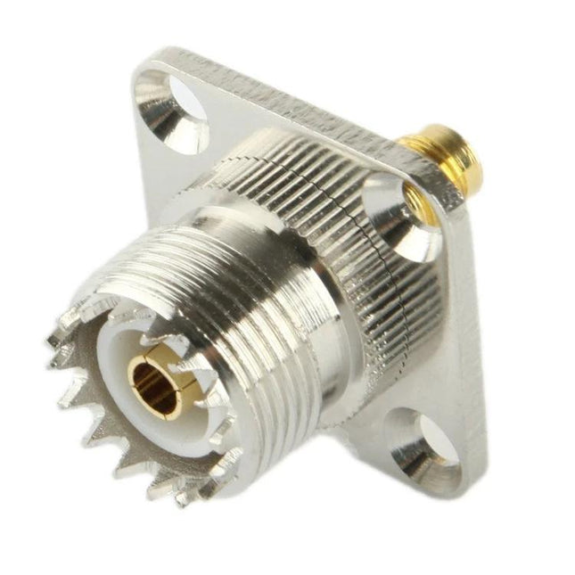 SMA Female to UHF Adapter for Antennas and Wireless Devices - nickel-plated panel mount RF connector for integrating external antennas and WiFi radios
