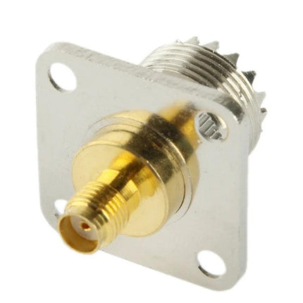 SMA Female to UHF Adapter for Antennas and Wireless Devices - gold-plated SMA female to UHF panel mount connector for antennas and WiFi radios