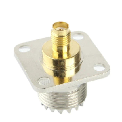 SMA Female to UHF Adapter for Antennas and Wireless Devices - gold-plated SMA female to UHF panel mount connector for external antennas