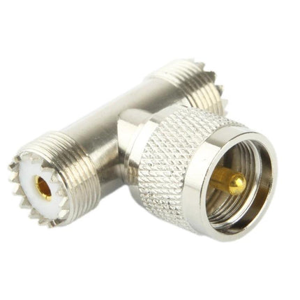 UHF Adapter for Connecting Cables with Male to Dual Female Design, nickel-plated T‑splitter for amateur radio signal splitting