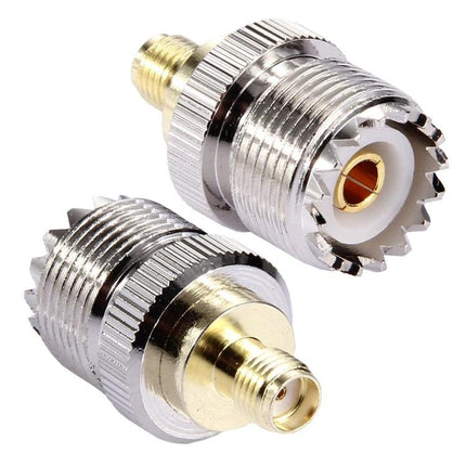 SMA Female to UHF Female Coaxial Adapter for Antenna Connections stainless steel adapter pair for ham radio and wireless antennas