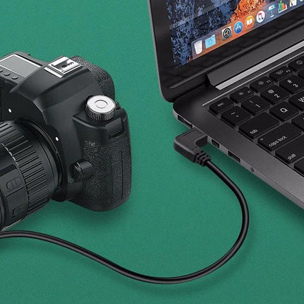 USB Type-C Cable for Everyday Device Charging and Syncing connecting DSLR camera to laptop for charging and file transfer, compact portable cable