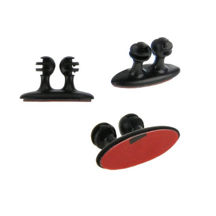 DM-003 Car Cable Clips With Adhesive 8 Pack Black And Beige – adhesive car cable organizers shown in black with red backing