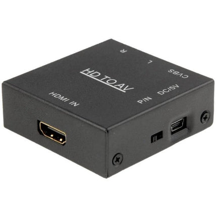 Portable HDMI to Composite Video Converter for TV Use - black HD to AV adapter with HDMI input and composite outputs