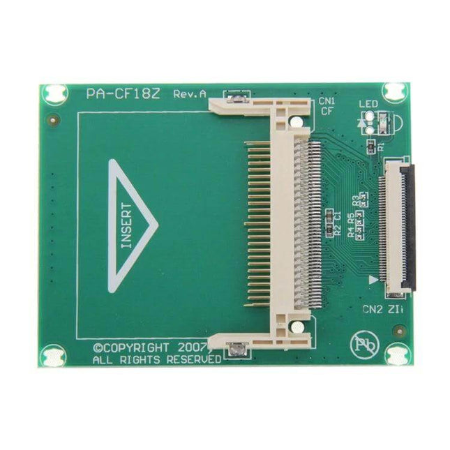 Compact CF Card Adapter for 1.8-Inch CE ZIF PATA Devices - green PCB adapter board showing ZIF connector and CF slot