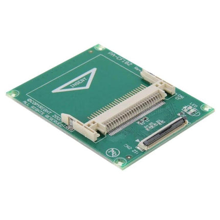 Compact CF Card Adapter for 1.8-Inch CE ZIF PATA Devices showing green PCB with ZIF connector and CF card slot for replacing 1.8-inch CE ZIF PATA drives