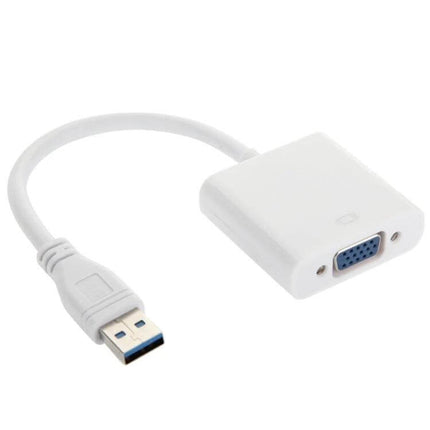 External USB 3.0 to VGA Video Adapter for Dual Display Setups white USB-to-VGA adapter for extending or mirroring screens