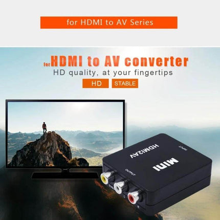 Mini HDMI to AV Video Converter for Connecting to Older Devices - compact HDMI to composite video and stereo audio adapter