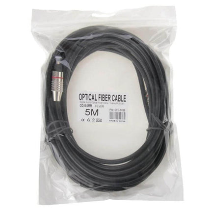 Toslink Digital Optical Fiber Cable for Audio Device Connections, 5 Meters - 5m black PVC jacket optical audio cable packaged