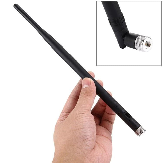 9dBi Gain Antenna for 1.2GHz Wireless Devices with SMA Connector held in hand showing SMA male connector